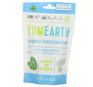 Органические Леденцы, Organic Hard Candies, YumEarth  93г Дикая мята (05608003)