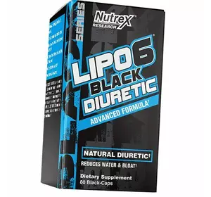 Диуретик, Мочегонное средство, Lipo-6 Black Diuretic, Nutrex  80капс (02152022)