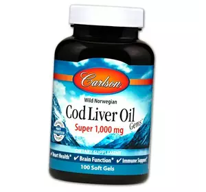 Рыбий жир из печени трески, Cod Liver Oil Super 1000, Carlson Labs  100гелкапс (67353007)