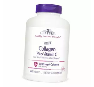 Гидролизованный коллаген с Витамином С, Super Collagen Plus Vitamin C, 21st Century  180таб (68440002)