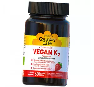 Витамин К2, Vegan K2, Country Life  60таб Клубника (36124101)