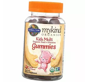 Органічні Мультивітаміни для дітей, Mykind Organics Kids Multi, Garden of Life  120таб Фруктовый (36473029)