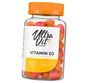 Жевательный Витамин Д, UltraVit Vitamin D3 Gummies, VP laboratory  60таб Персик-манго-клубника (36099021)