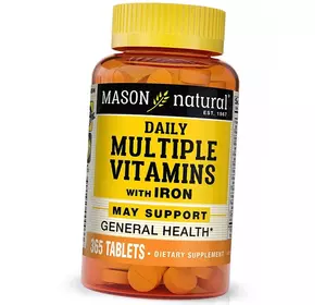 Мультивитамины с железом, Daily Multiple Vitamins With Iron, Mason Natural  365таб (36529052)