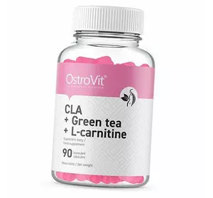КЛА, Экстракт зеленого чая и Карнитин, CLA plus Green Tea plus L-Carnitine, Ostrovit  90капс (02250011)
