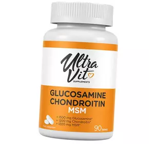 Глюкозамин Хондроитин МСМ Комплекс, UltraVit Glucosamine Chondroitin MSM, VP laboratory  90таб (03099005)