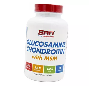 Глюкозамин Хондроитин МСМ, Glucosamine & Chondroitin & MSM, San  90таб (03091001)
