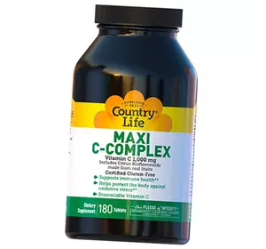 Витамин С и Комплекс цитрусовых биофлавоноидов с рутином, Maxi C-Complex, Country Life  180таб (36124114)
