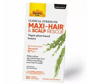 Средство от выпадения волос и спасение кожи головы, Maxi-Hair Scalp Rescue, Country Life  30вег.гелкапс (71124021)