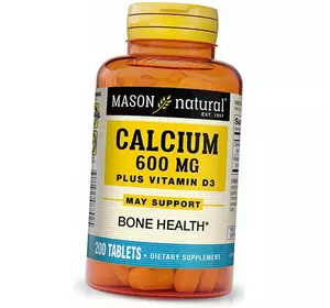 Кальций Д3, Calcium 600 Plus Vitamin D3, Mason Natural  200таб (36529059)