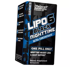 Ночной Жиросжигатель Липо 6, Lipo-6 Black NightTime Ultra concentrate, Nutrex  30капс (02152025)