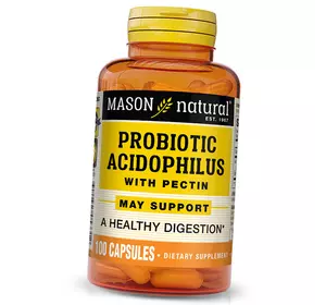 Пробиотик Ацидофилус c Пектином, Probiotic Acidophilus with Pectin, Mason Natural  100капс (69529006)