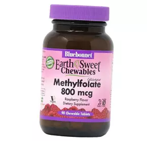 Метилфолат, Methylfolate 800, Bluebonnet Nutrition  90таб Малина (36393118)