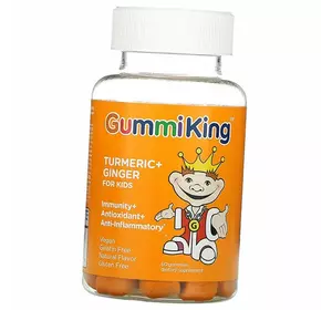 Экстракт Куркумы и Имбиря для детей, Turmeric + Ginger For Kids, GummiKing  60таб Фруктовый (71536002)