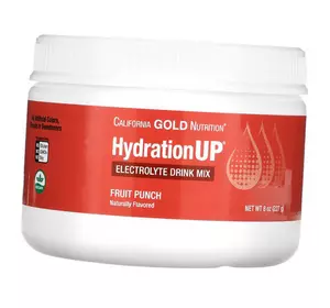 Порошок для приготовления электролитического напитка, HydrationUP Electrolyte Drink Mix Powder, California Gold Nutrition  227г Фруктовый пунш (15427001)