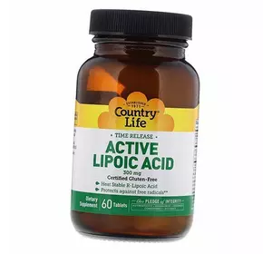 Липоевая кислота, Active Lipoic Acid 300, Country Life  60таб (70124002)