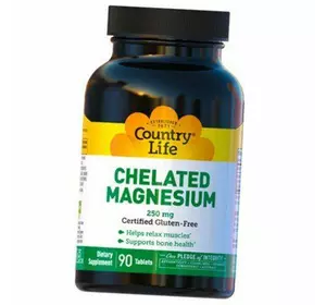 Магний Хелат, Chelated Magnesium 250, Country Life  90таб (36124105)