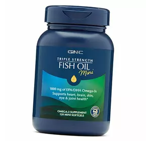 Рыбий Жир Тройной силы, Triple Strength Fish Oil Mini, GNC  120гелкапс (67120012)