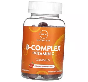 В-комплекс с Витамином С, B-Complex + Vitamin C Gummies, MRM  60таб Клубника (36122005)
