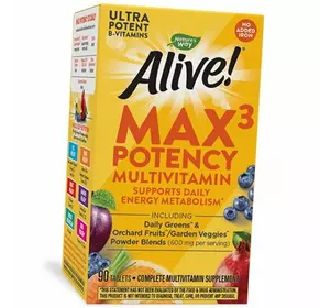 Мультивитамины, Alive! Max3 Potency Multivitamin, Nature's Way  90таб (36344115)