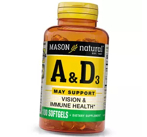 Витамин А и Д3, Vitamins A & D3, Mason Natural  100гелкапс (36529037)