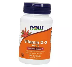 Витамин Д3, Vitamin D-3 400, Now Foods  180гелкапс (36128046)