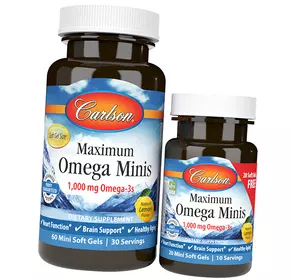 Омега Максимум, Maximum Omega Minis, Carlson Labs  80гелкапс Лимон (67353035)