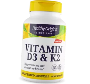 Витамин Д3 К2, Vitamin D3 & Vitamin K2, Healthy Origins  180гелкапс (36354058)