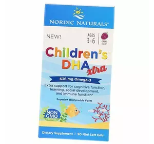 Детский Рыбий Жир, Children's DHA Xtra, Nordic Naturals  90гелкапс Ягода (67352007)