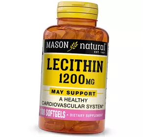 Лецитин соевый, Lecithin 1200, Mason Natural  100гелкапс (72529012)