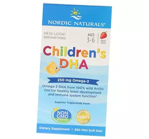 Детская ДГК, Children's DHA, Nordic Naturals  360гелкапс Клубника (67352005)