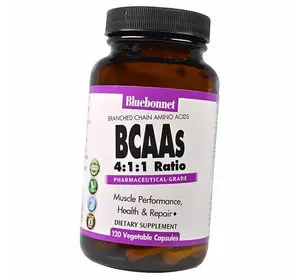 BCAA для мышечной массы, BCAAs 4:1:1, Bluebonnet Nutrition  120вегкапс (28393001)