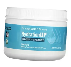 Порошок для приготовления электролитического напитка, HydrationUP Electrolyte Drink Mix Powder, California Gold Nutrition  227г Тропические фрукты (15427001)