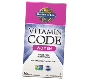 Сырые Мультивитамины для женщин, Vitamin Code Women Multivitamin, Garden of Life  120вегкапс (36473002)