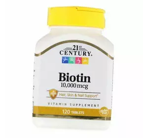 Биотин для волос, кожи и ногтей, Biotin 10000, 21st Century  120таб (36440050)