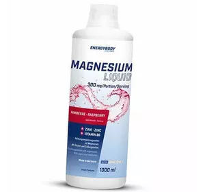 Магний Цинк Витамин В6, Magnesium Liquid, Energy Body  1000мл Малина (36149005)