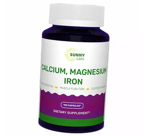 Кальций Магний и Железо, Calcium Magnesium and Iron Powerfull, Sunny Caps  100капс (36516001)