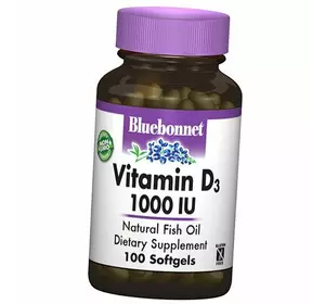 Витамин Д3, Vitamin D3 1000, Bluebonnet Nutrition  100гелкапс (36393005)