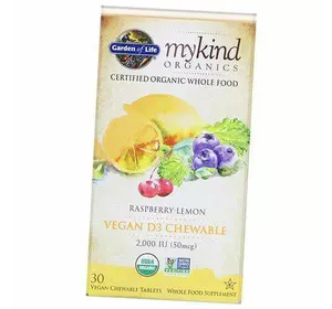 Органический Витамин Д3, Mykind Organics Vegan D3 2000, Garden of Life  30вегтаб Малина-лимон (36473026)