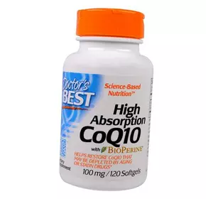 Коэнзим Q10 с Высокой степенью всасывания с Bioperine, High Absorption CoQ10 100 Softgel, Doctor's Best  120гелкапс (70327011)
