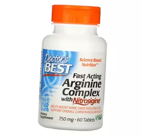 Аргинин с Нитросигином, Fast Acting Arginine Complex with Nitrosigine, Doctor's Best  60таб (27327009)