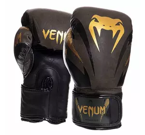 Перчатки боксерские кожаные Impact VN03284-230 Venum  10oz Хаки-золотой (37470009)