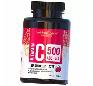 Витамин С с Ацеролой, Vitamin C Acerola 500, Golden Pharm  100таб Клубника (36519006)