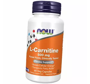 L-Карнитин Тартрат, L-Carnitine 500, Now Foods  60вегкапс (02128005)