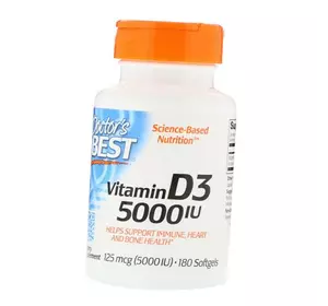 Витамин Д3, Vitamin D3 5000, Doctor's Best  180гелкапс (36327034)