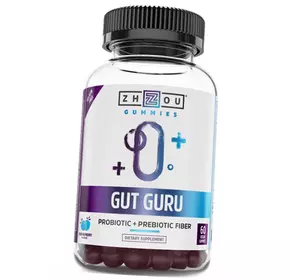 Пробиотик и пребиотическая клетчатка, Gut Guru, Zhou Nutrition  60таб Голубая малина (69501001)