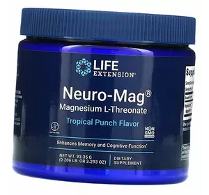 Магний L-треонат, Neuro-Mag Magnesium L-Threonate, Life Extension  93г Тропический пунш (36346070)