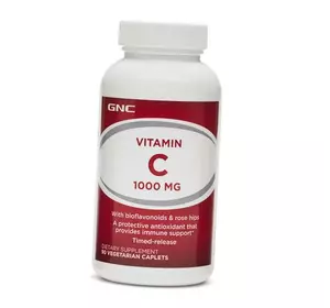 Витамин С с замедленным высвобождением, Vitamin C Timed-release 1000, GNC  90вегкаплет (36120088)