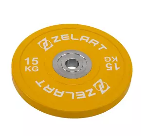 Блины (диски) бамперные для кроссфита TA-7798 Zelart  15кг  Желтый (58363208)