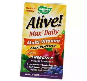 Комплекс Витаминов, Alive! Max6 Daily Multi-Vitamin, Nature's Way  90вегкапс (36344094)